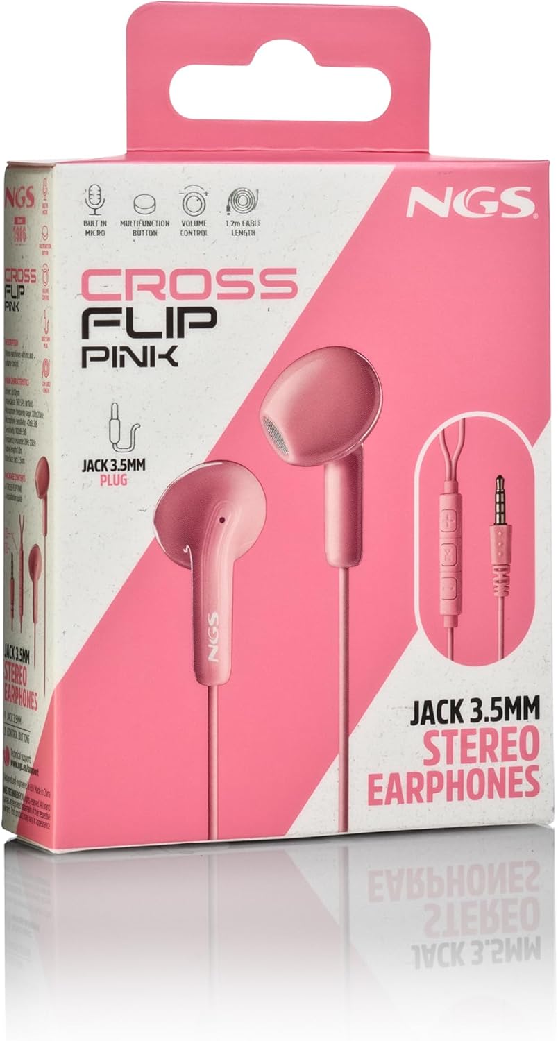 Auscultadores Intra-auriculares NGS Cross Flip/ com Microfone/ Jack 3.5/ Cor-de-Rosa - Imagem 11