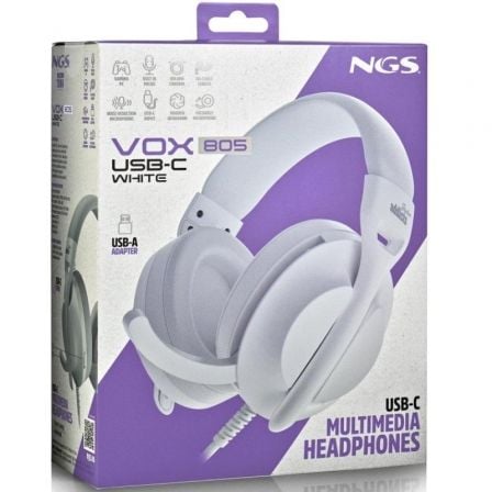 Auriculares NGS VOX805 USB-C/ com Microfone/ USB Tipo-C/ Brancos - Imagem 5