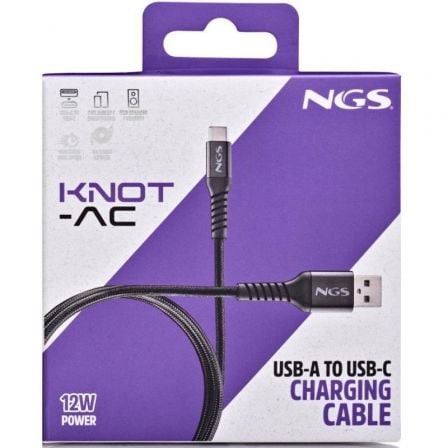 Cabo USB 2.0 NGS KNOT-AC/ USB Macho - USB Tipo-C Macho/ Até 12W/ 480Mbps/ 1m/ Preto - Imagem 4
