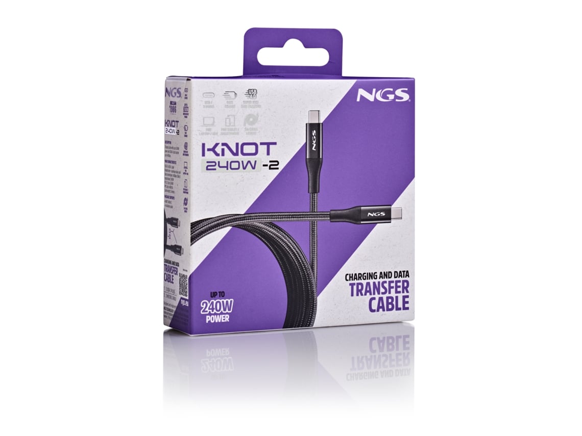 Cabo USB 4.0 Tipo-C NGS KNOT/ USB Tipo-C Macho - USB Tipo-C Macho/ Até 240W/ 40Gbps/ 2m/ Preto - Imagem 8
