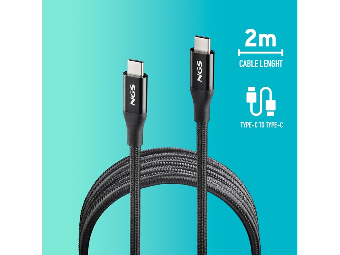 Cabo USB 4.0 Tipo-C NGS KNOT/ USB Tipo-C Macho - USB Tipo-C Macho/ Até 240W/ 40Gbps/ 2m/ Preto - Imagem 2