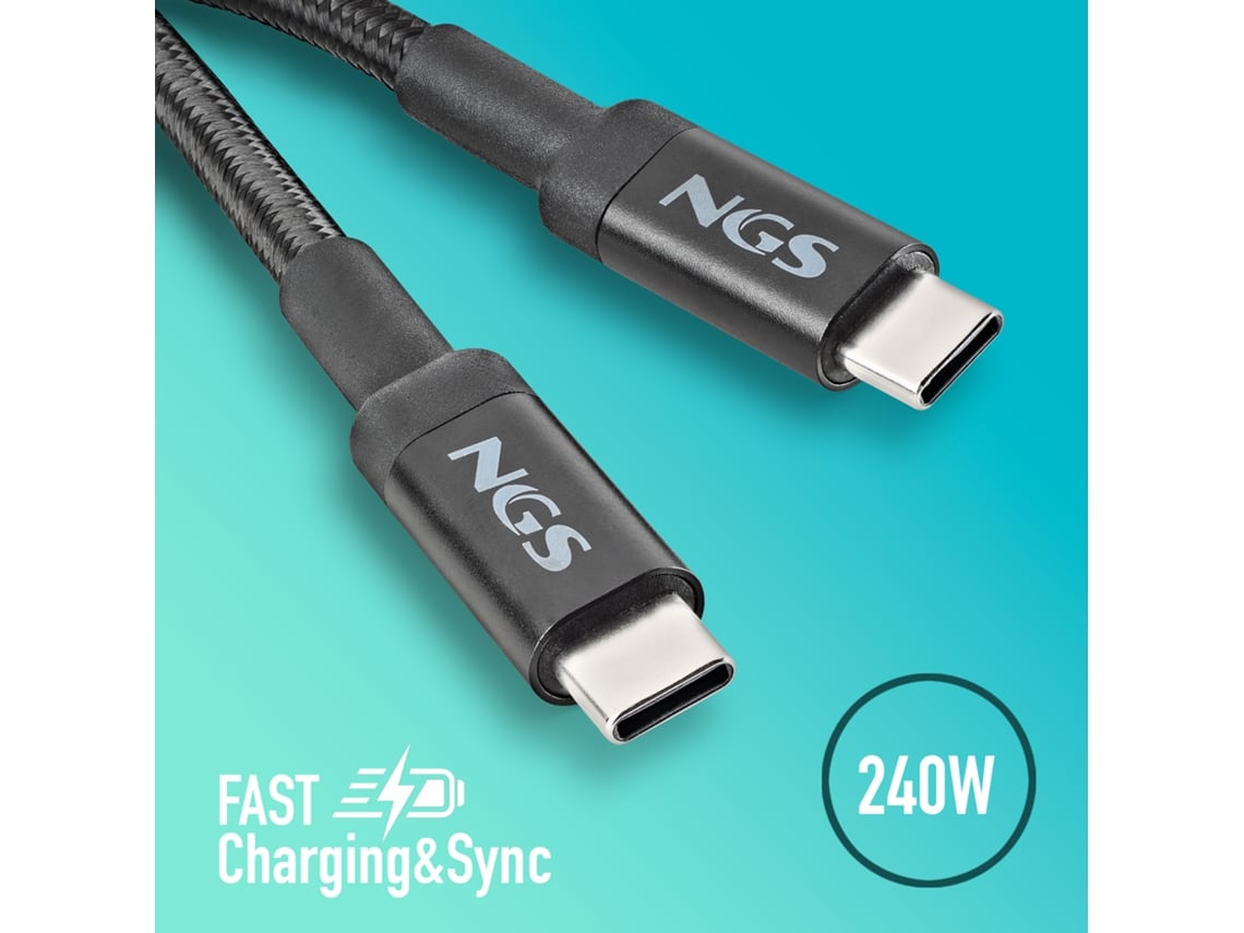 Cabo USB 4.0 Tipo-C NGS KNOT/ USB Tipo-C Macho - USB Tipo-C Macho/ Até 240W/ 40Gbps/ 2m/ Preto - Imagem 4
