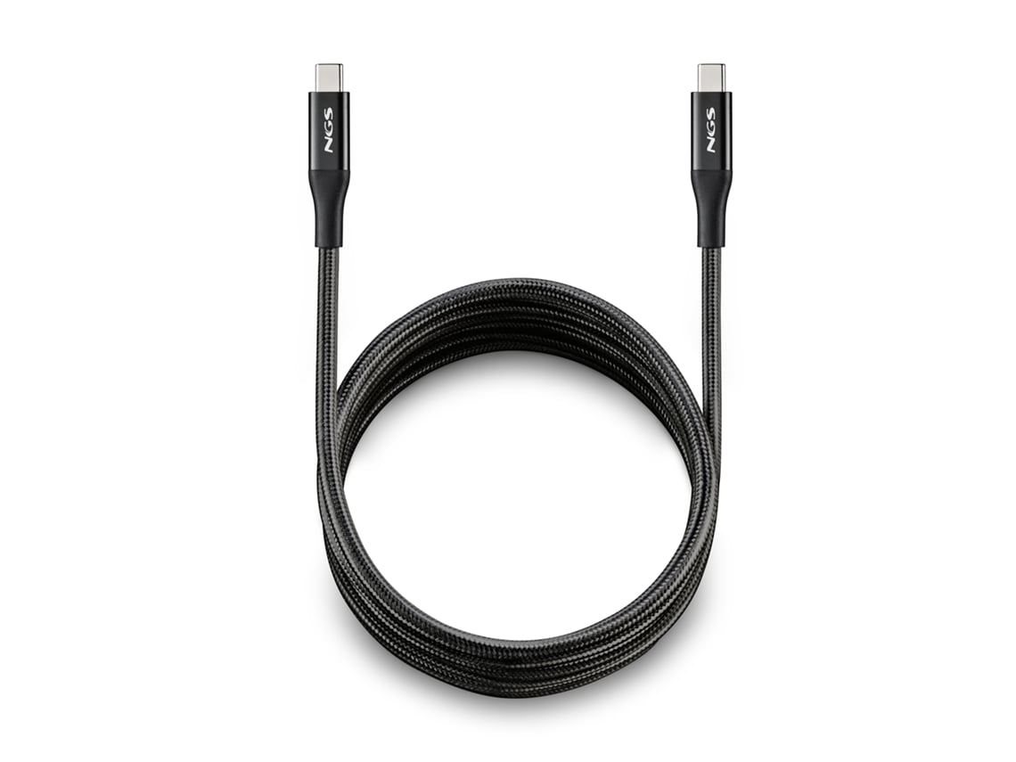 Cabo USB 4.0 Tipo-C NGS KNOT/ USB Tipo-C Macho - USB Tipo-C Macho/ Até 240W/ 40Gbps/ 2m/ Preto