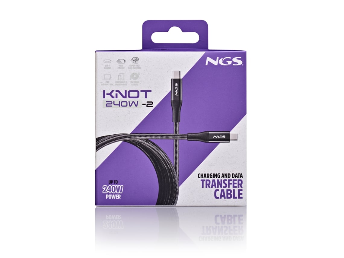 Cabo USB 4.0 Tipo-C NGS KNOT/ USB Tipo-C Macho - USB Tipo-C Macho/ Até 240W/ 40Gbps/ 2m/ Preto - Imagem 7