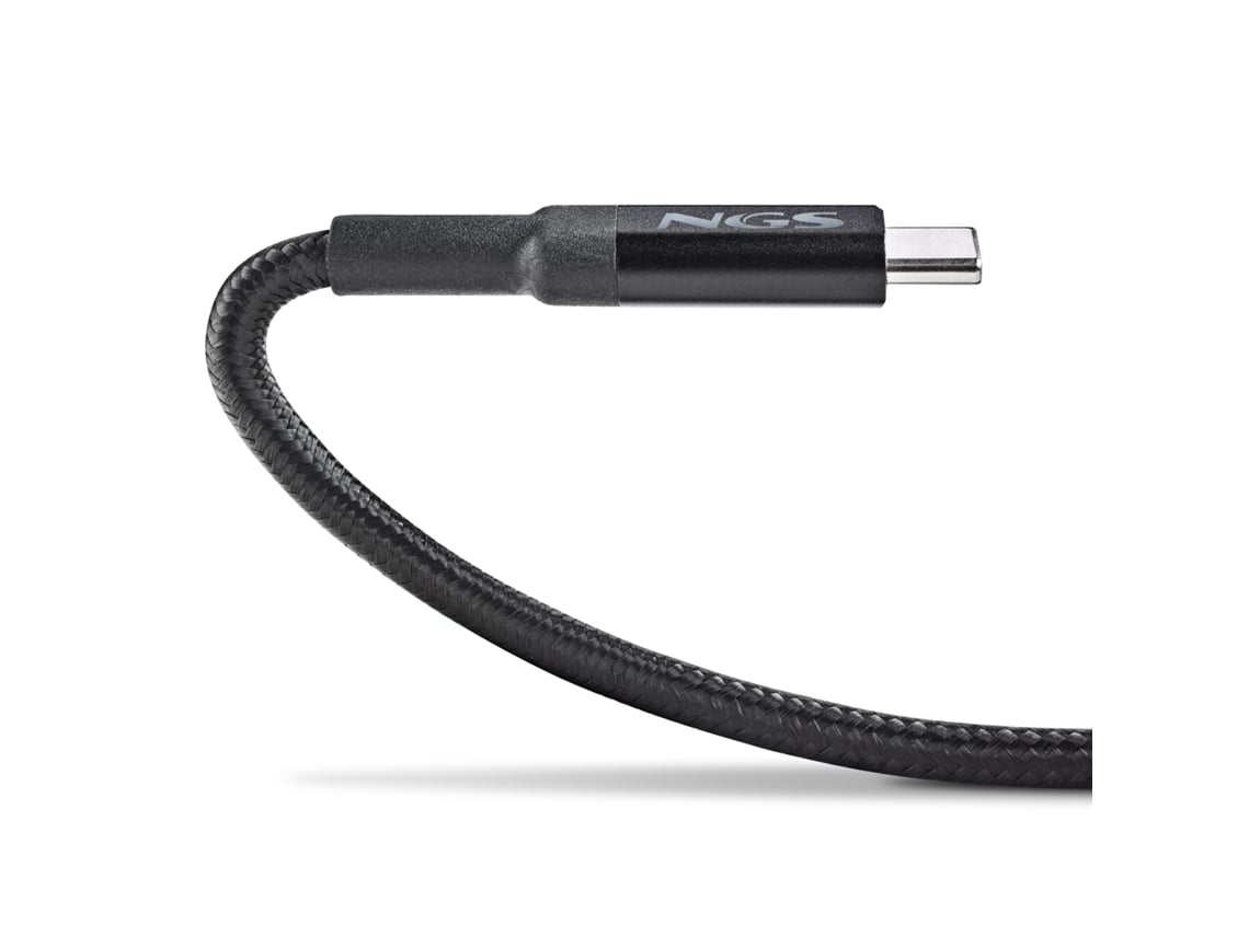 Cabo USB 2.0 Tipo-C NGS KNOT/ USB Tipo-C Macho - USB Tipo-C Macho/ Até 65W/ 480Mbps/ 2m/ Preto