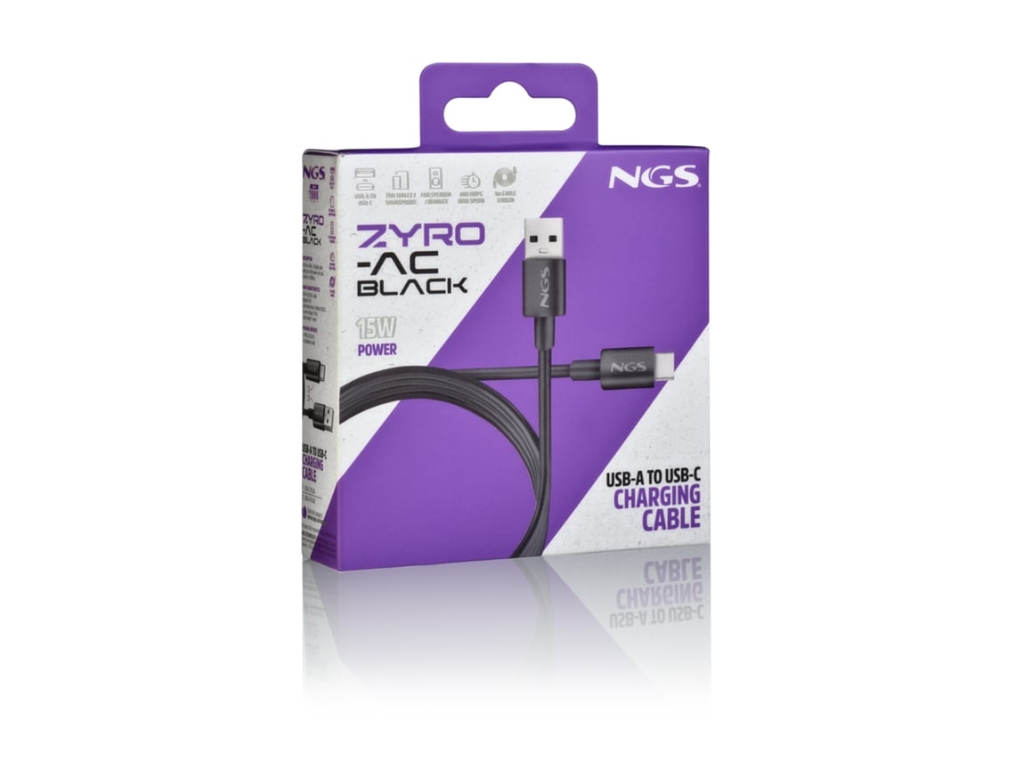 Cabo USB 2.0 NGS ZYRO-AC/ USB Macho - USB Tipo-C Macho/ Até 15W/ 480Mbps/ 1m/ Preto - Imagem 8