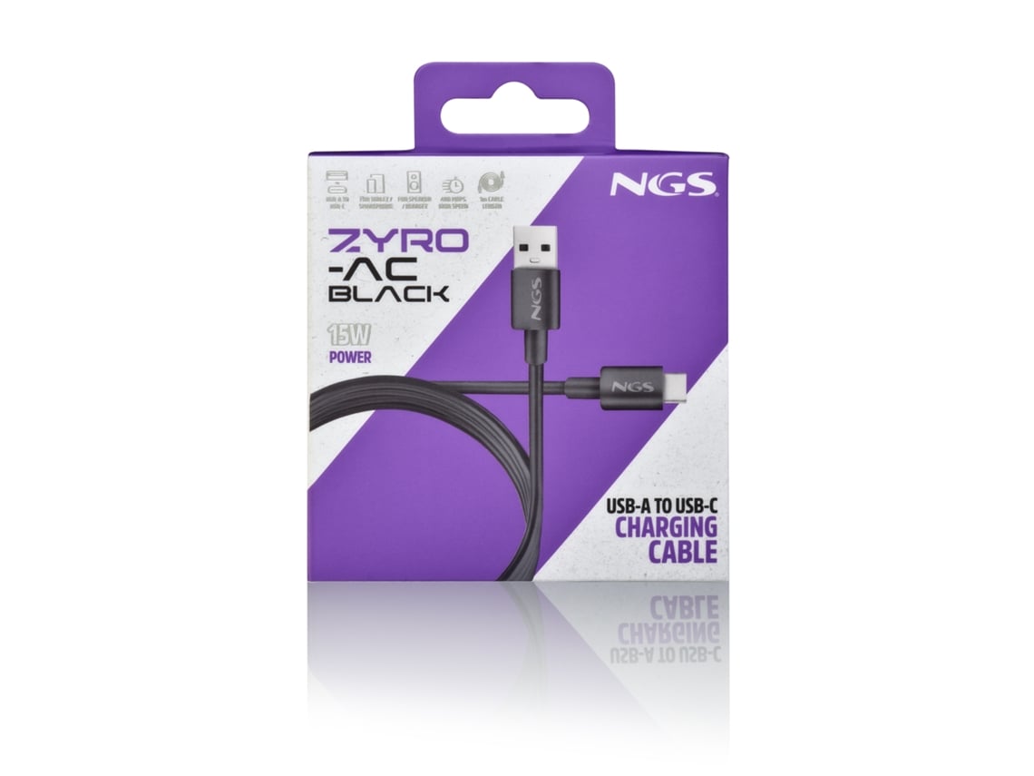 Cabo USB 2.0 NGS ZYRO-AC/ USB Macho - USB Tipo-C Macho/ Até 15W/ 480Mbps/ 1m/ Preto - Imagem 7