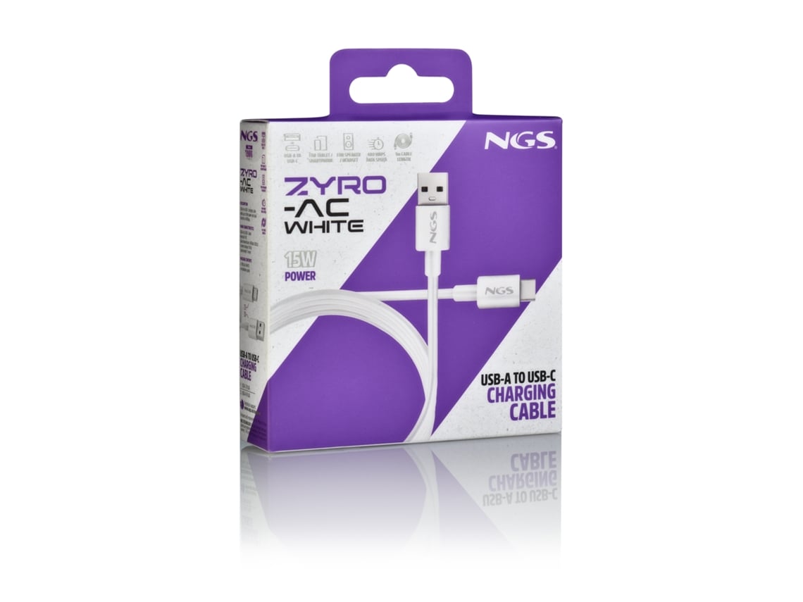 Cabo USB 2.0 NGS ZYRO-AC/ USB Macho - USB Tipo-C Macho/ Até 15W/ 480Mbps/ 1m/ Branco - Imagem 10
