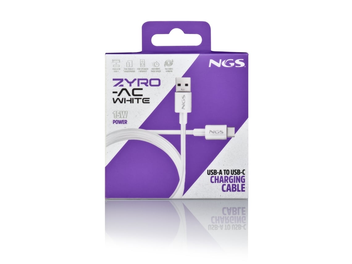 Cabo USB 2.0 NGS ZYRO-AC/ USB Macho - USB Tipo-C Macho/ Até 15W/ 480Mbps/ 1m/ Branco - Imagem 9