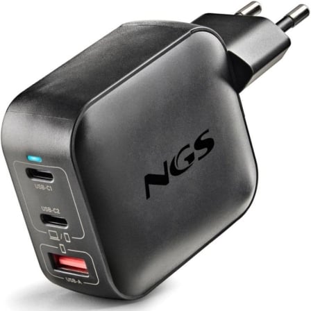 Carregador de Parede GaN NGS BUD100WTINY 100W 2x USB-C 1x USB-A Branco