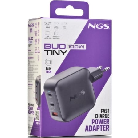 Carregador de Parede GaN NGS BUD100WTINY 100W 2x USB-C 1x USB-A Branco - Imagem 5