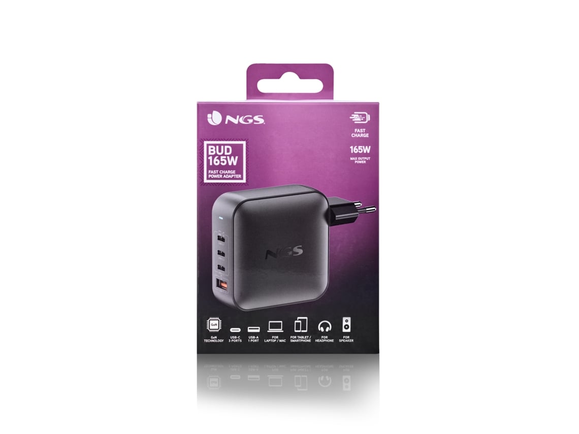 Carregador de Portátil GaN NGS BUD 165W/ 165W/ Automático/ Voltagem 5-21V - Imagem 5