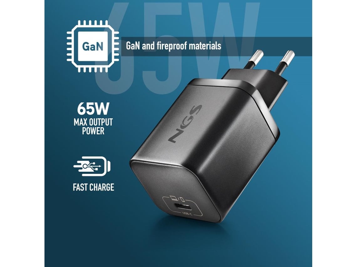 Carregador de Parede GaN NGS Bud 65W/ 1xUSB Tipo-C/ 65W - Imagem 3