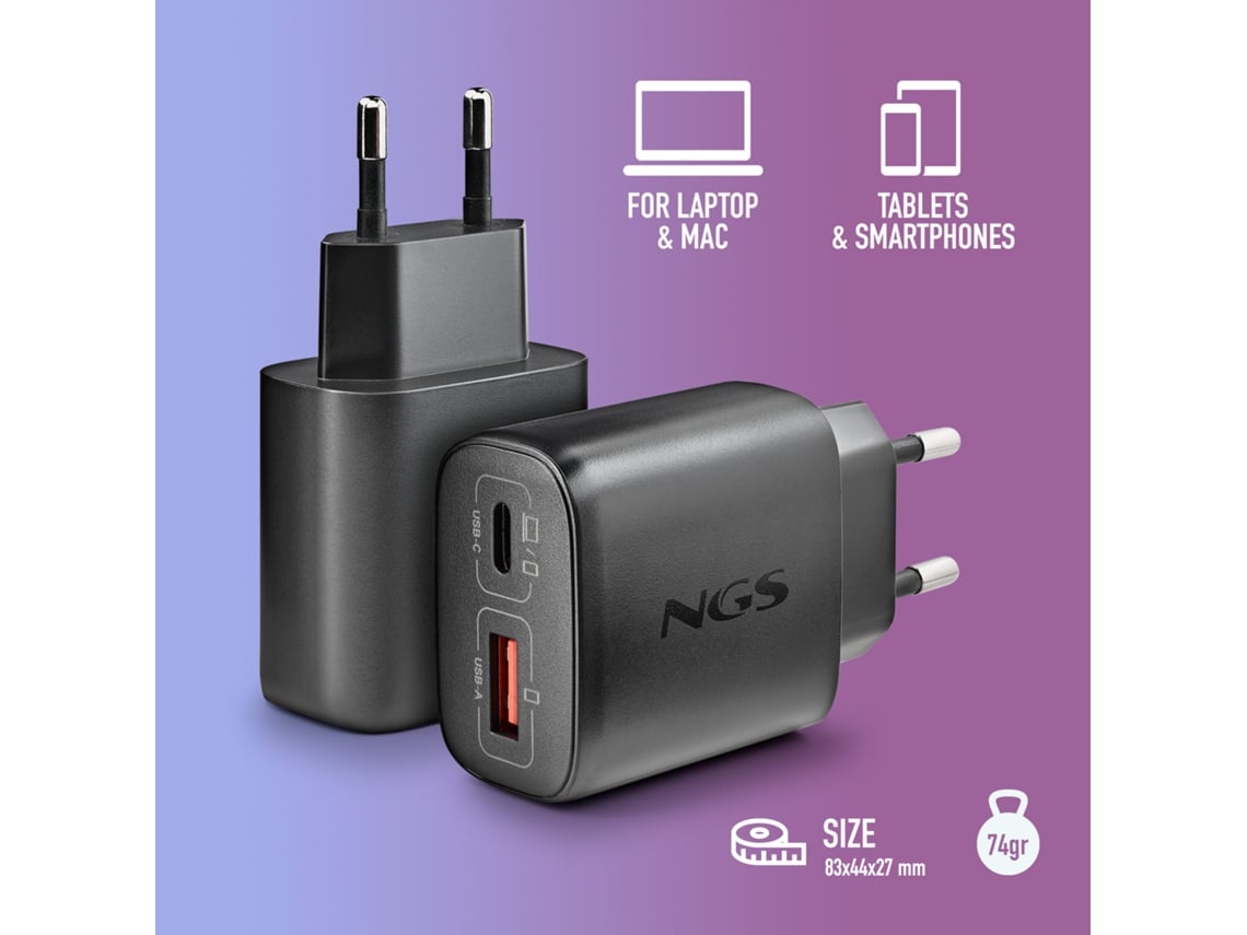 Carregador de Parede GaN NGS Era 45W/ 1xUSB Tipo-C/ 1xUSB/ 45W - Imagem 6