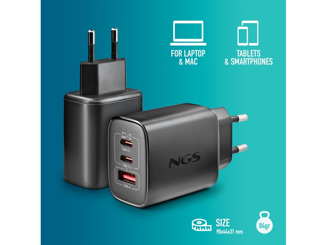 Carregador de Parede GaN NGS Era 65W/ 2xUSB Tipo-C/ 1xUSB/ 65W - Imagem 6