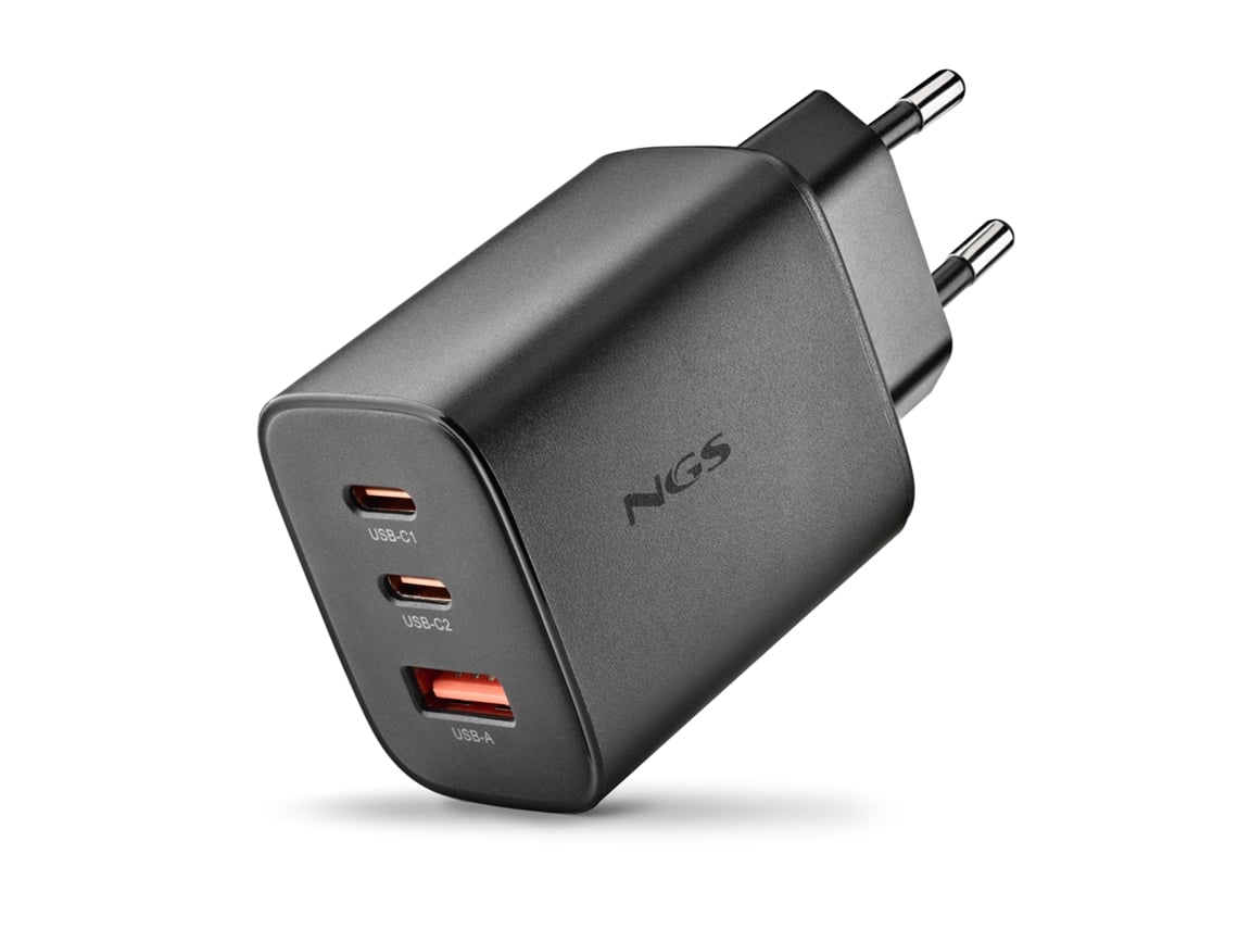 Carregador de Parede GaN NGS Era 65W/ 2xUSB Tipo-C/ 1xUSB/ 65W