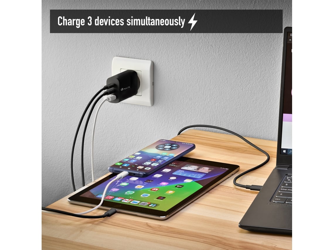 Carregador de Parede GaN NGS Era 65W/ 2xUSB Tipo-C/ 1xUSB/ 65W - Imagem 8
