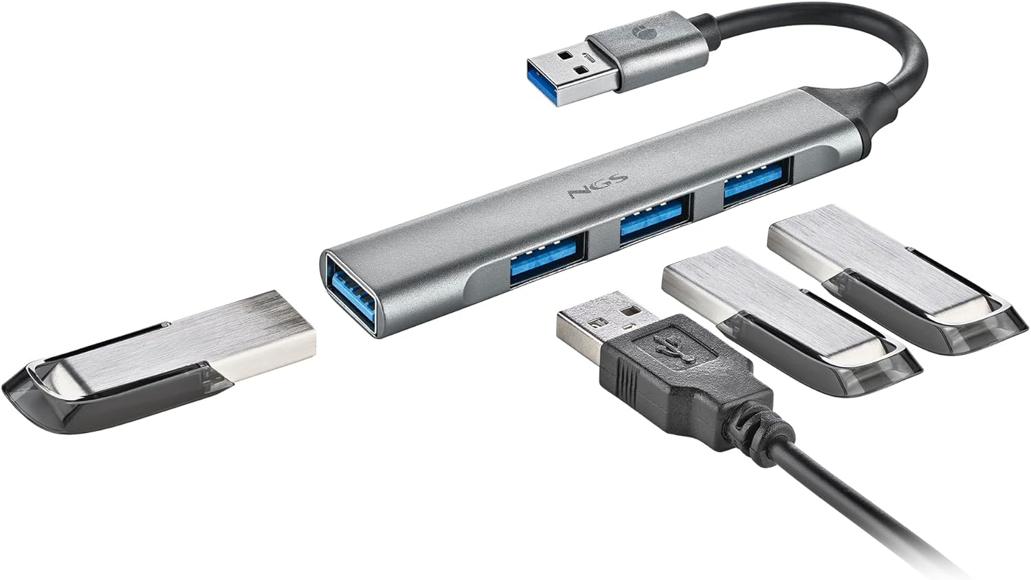 Hub USB NGS IHUB4 Micro/ 4xUSB/ Cinzento