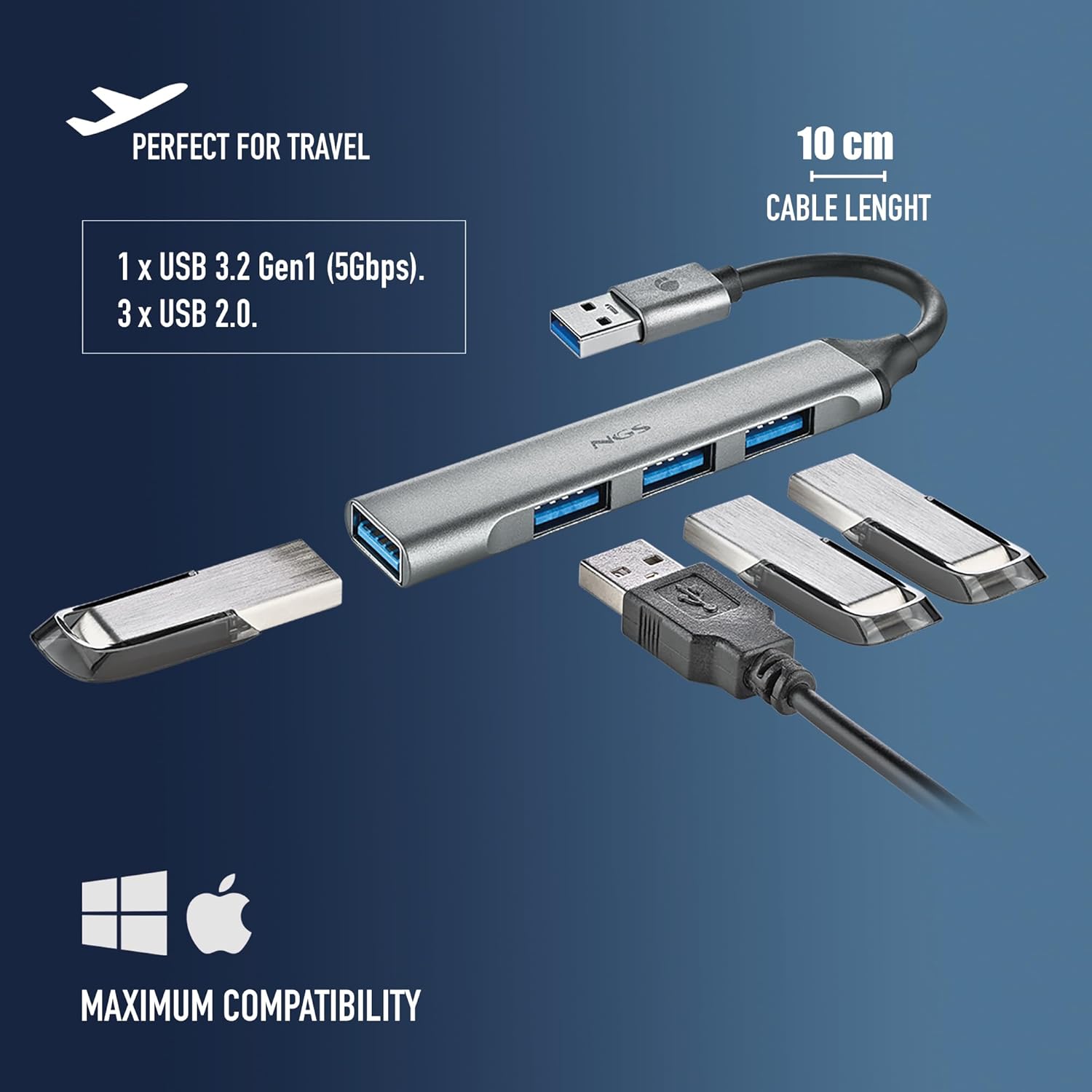 Hub USB NGS IHUB4 Micro/ 4xUSB/ Cinzento - Imagem 7