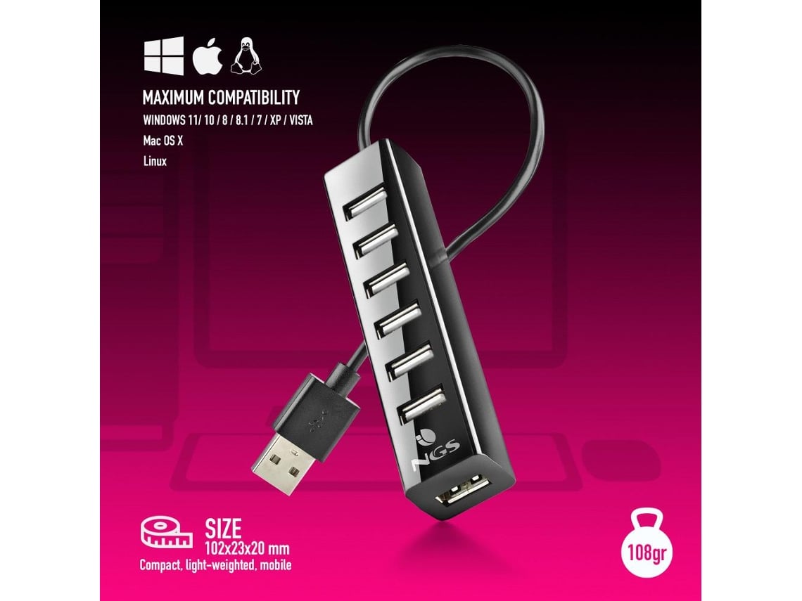 Hub USB 2.0 com Alimentação Externa NGS IHUB7 Tiny/ 7xUSB - Imagem 4
