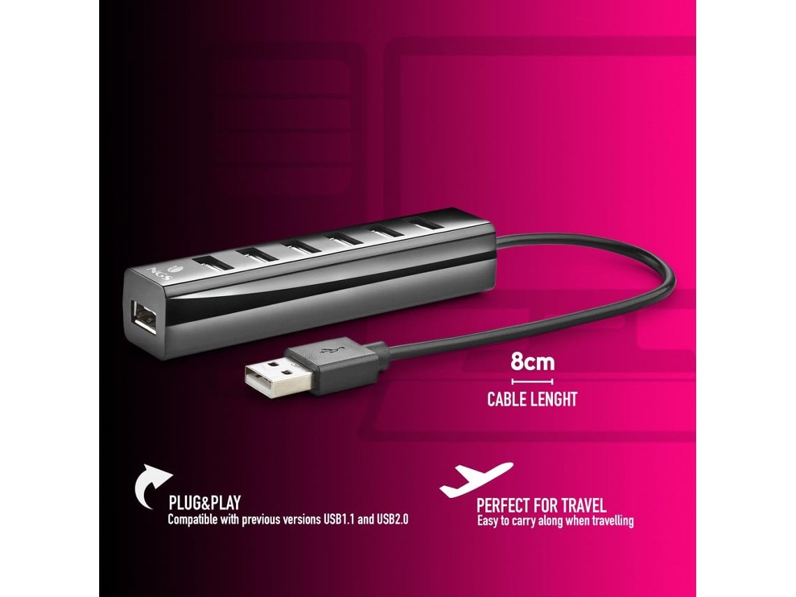 Hub USB 2.0 com Alimentação Externa NGS IHUB7 Tiny/ 7xUSB - Imagem 6