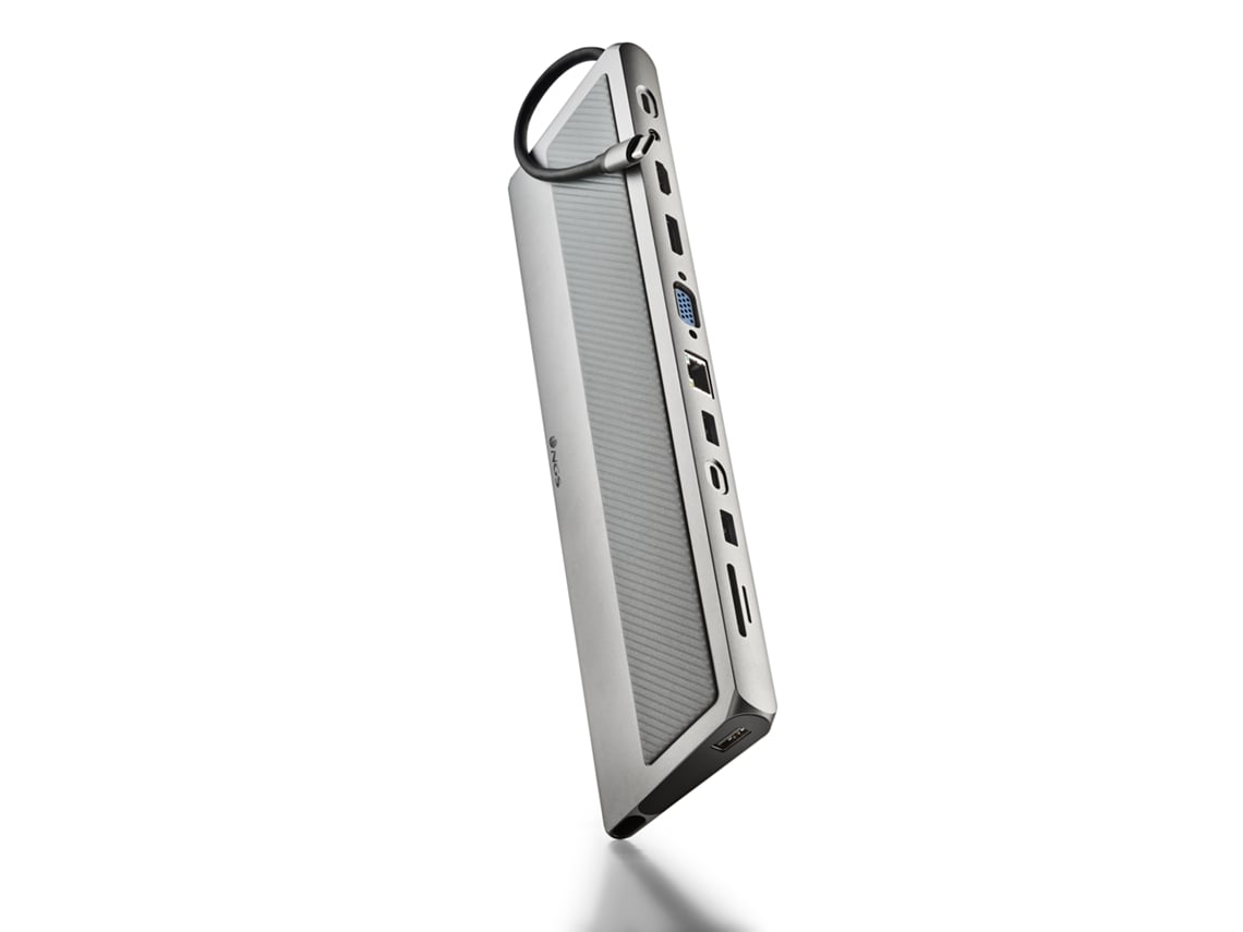 Docking USB Tipo-C NGS WonderDock 12 Pro/ 3xUSB/ 2xHDMI 4K/ 1xVGA/ 1xRJ45/ 1xLeitor de Cartões/ 1xJack 3.5/ 1xUSB Tipo-C PD/ Cinzento
