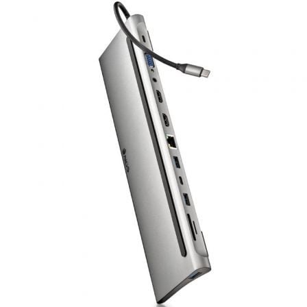 Docking USB Tipo-C NGS WonderDock12/ 3xUSB/ 2xHDMI 4K/ 1xVGA/ 1xRJ45/ 1xLeitor de Cartões/ 1xJack 3.5/ 1xUSB Tipo-C PD/ Cinzento - Imagem 2