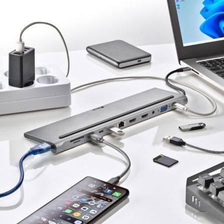 Docking USB Tipo-C NGS WonderDock12/ 3xUSB/ 2xHDMI 4K/ 1xVGA/ 1xRJ45/ 1xLeitor de Cartões/ 1xJack 3.5/ 1xUSB Tipo-C PD/ Cinzento - Imagem 4
