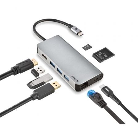Docking USB Tipo-C NGS WonderDock8/ 3xUSB/ 1xUSB Tipo-C DP/ 1xHDMI 4K/ 1xRJ45/ 1xLeitor de Cartões SD - Imagem 2
