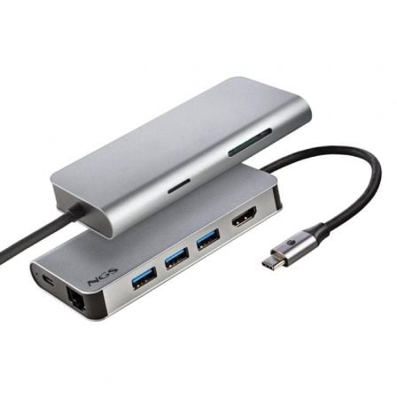 Docking USB Tipo-C NGS WonderDock8/ 3xUSB/ 1xUSB Tipo-C DP/ 1xHDMI 4K/ 1xRJ45/ 1xLeitor de Cartões SD - Imagem 3