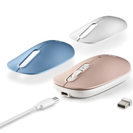 Rato Sem Fios por Bluetooth NGS Shell-RB/ Bateria recarregável/ Até 1600 DPI/ Azul/ Branco/ Rosa - Imagem 2
