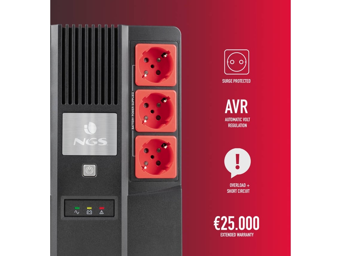 UPS Offline NGS Fortress Bunker/ 600VA-360W/ 6 Saídas/ Formato Bloco - Imagem 6