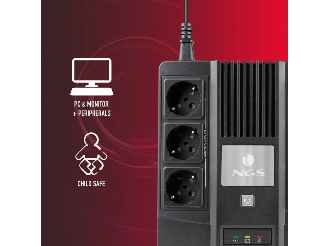 UPS Offline NGS Fortress Bunker/ 600VA-360W/ 6 Saídas/ Formato Bloco - Imagem 7