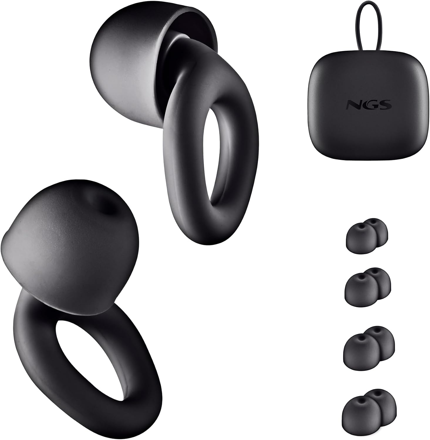 Tampões de Ouvido NGS Noon Redução de Ruído 23dB SNR Silicone 3 Tamanhos (S, M, L) com Estojo Pretos - Imagem 8