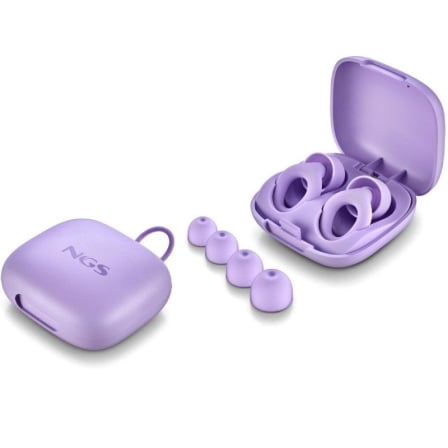 Tampões de Ouvido NGS Noon em Silicone Redução de Ruído 23dB SNR com Estojo e 4 Almofadas S/M/L Roxo - Imagem 4