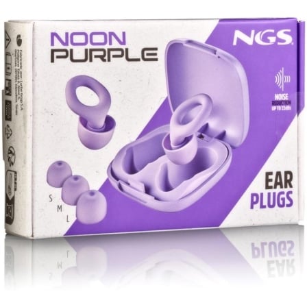 Tampões de Ouvido NGS Noon em Silicone Redução de Ruído 23dB SNR com Estojo e 4 Almofadas S/M/L Roxo - Imagem 5