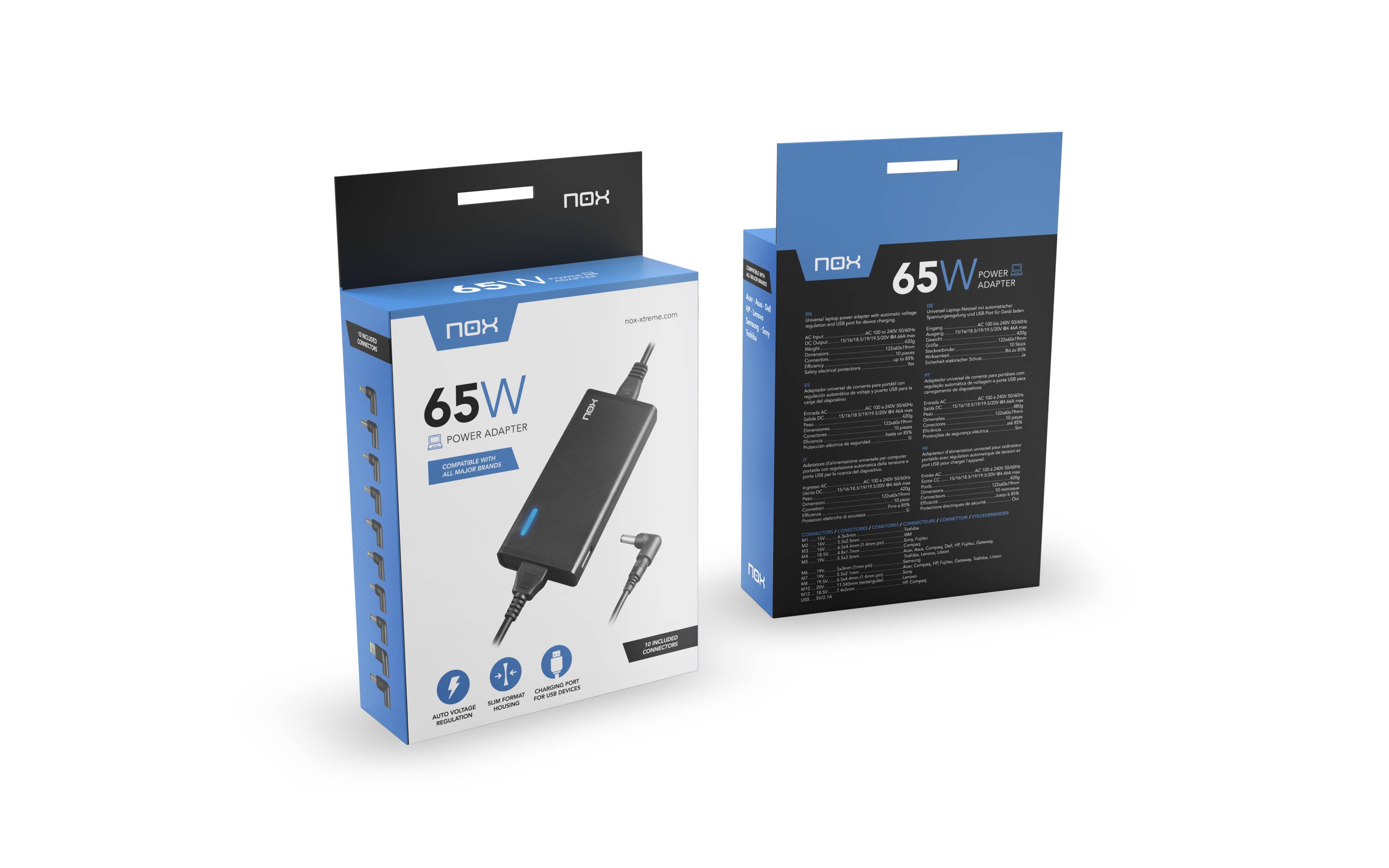 Carregador de Portátil Nox 65W/ 65W/ Automático/ 10 Conectores/ Voltagem 15-20V - Imagem 10