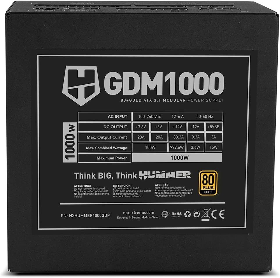 Fonte de Alimentação Nox Hummer GDM/ 1000W/ Ventoinha 12cm/ 80 Plus Gold - Imagem 6