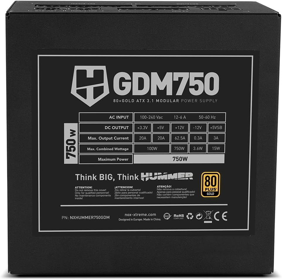 Fonte de Alimentação Nox Hummer GDM/ 750W/ Ventoinha 12cm/ 80 Plus Gold - Imagem 6