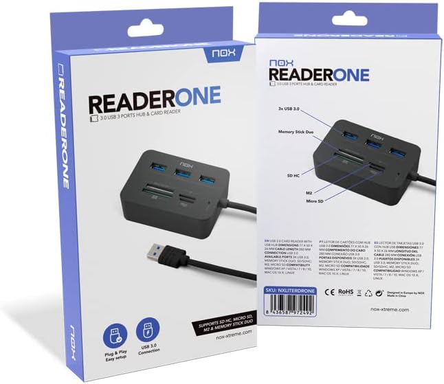 Hub USB 3.0 Nox Reader One/ 3xUSB/ 1x Leitor de Cartões - Imagem 5