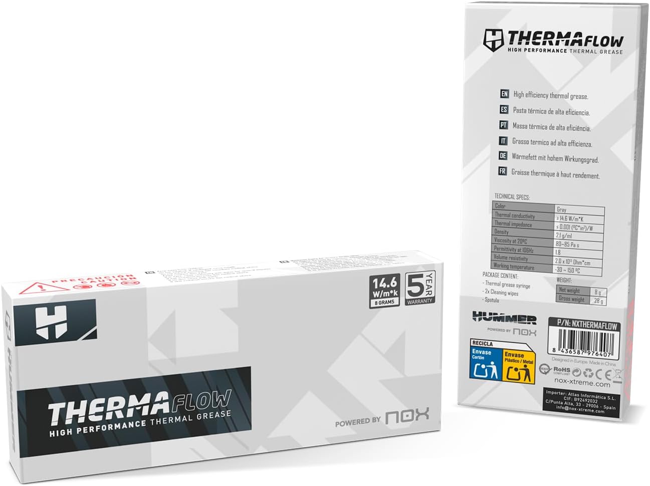 Pasta Térmica Nox Hummer Therma Flow 8g Cinzento Condutividade ≥ 14.6 W/mK - Imagem 5