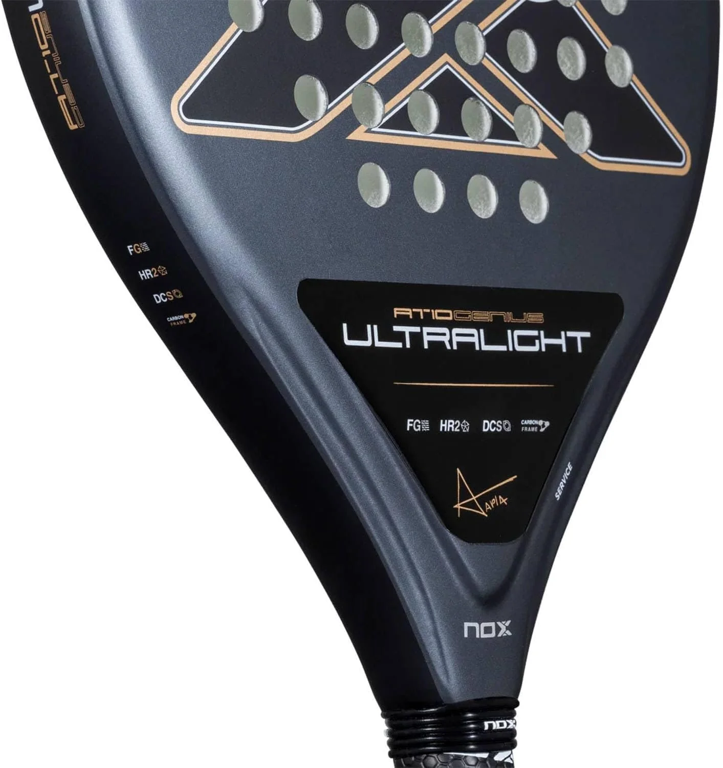 Raquete de Padel NOX AT10 Genius Ultra Light Agustín Tapia 300-325g Carbono Fibra de Vidro 3K Preto - Imagem 4