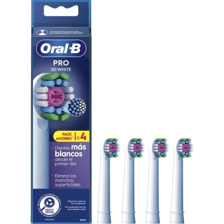 Recargas para Escova de Dentes Elétrica Oral-B 3D White Pack 4 Unidades Filamentos em X Branco