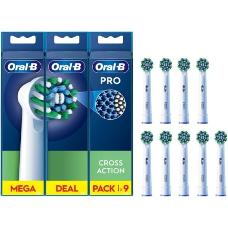 Cabeças de Substituição Oral-B Pro Cross Action Pack 9 Unidades Tecnologia CleanMaximiser