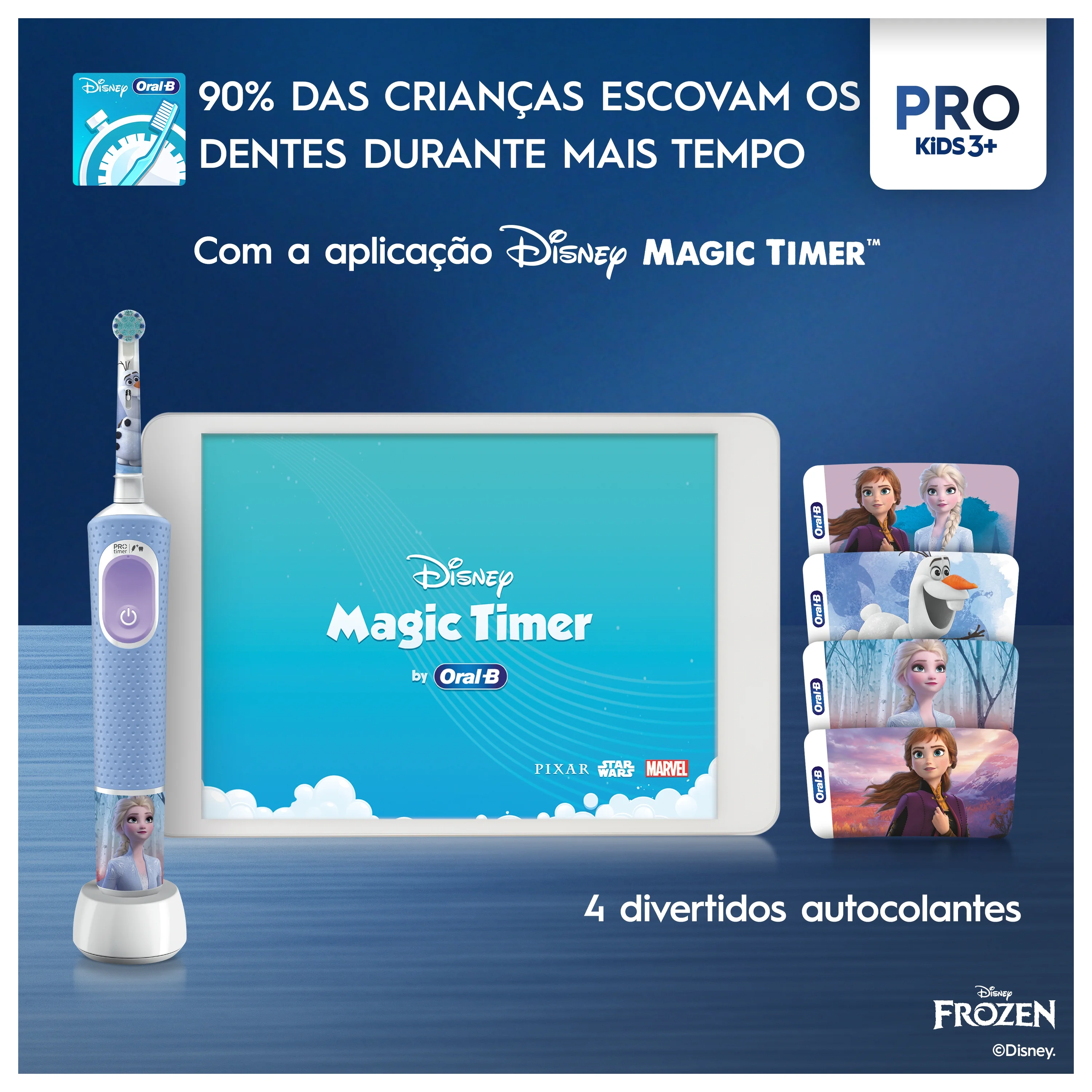 Escova de Dentes Oral-B Pro Kids 3 Frozen / Inclui 1 Recarga - Imagem 4