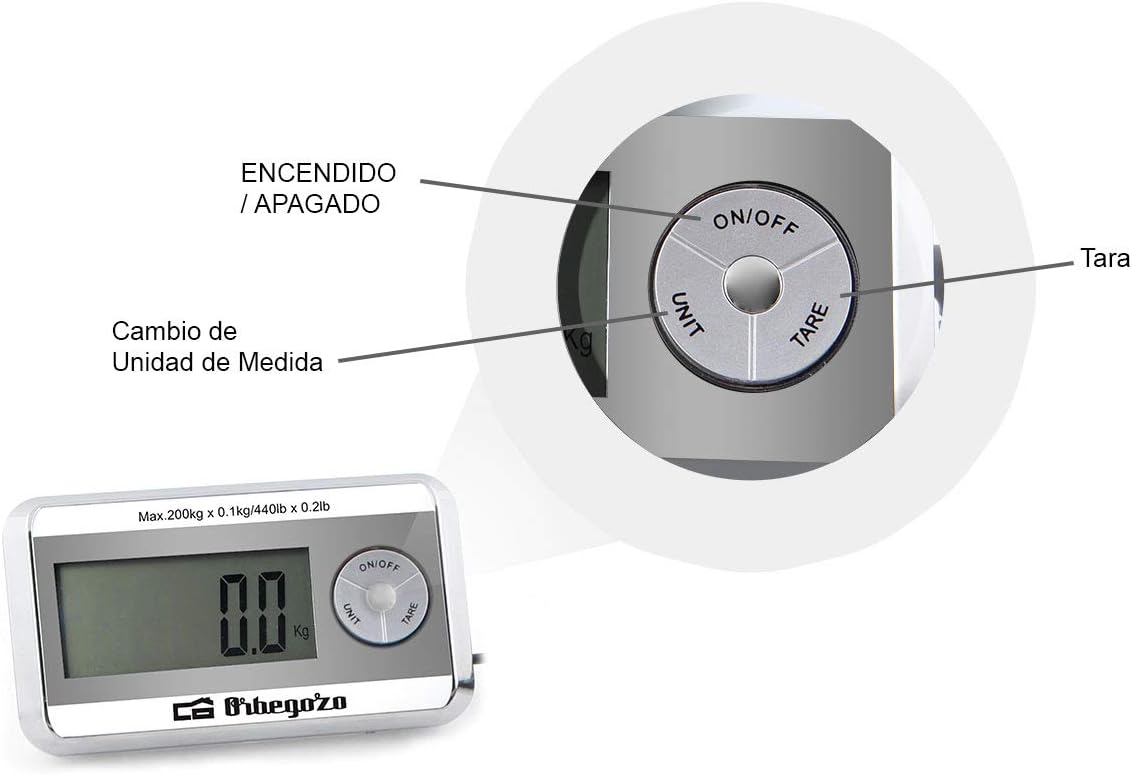 Balança de Cozinha Eletrónica Orbegozo PC 5500/ até 200kg/ Prateada - Imagem 3