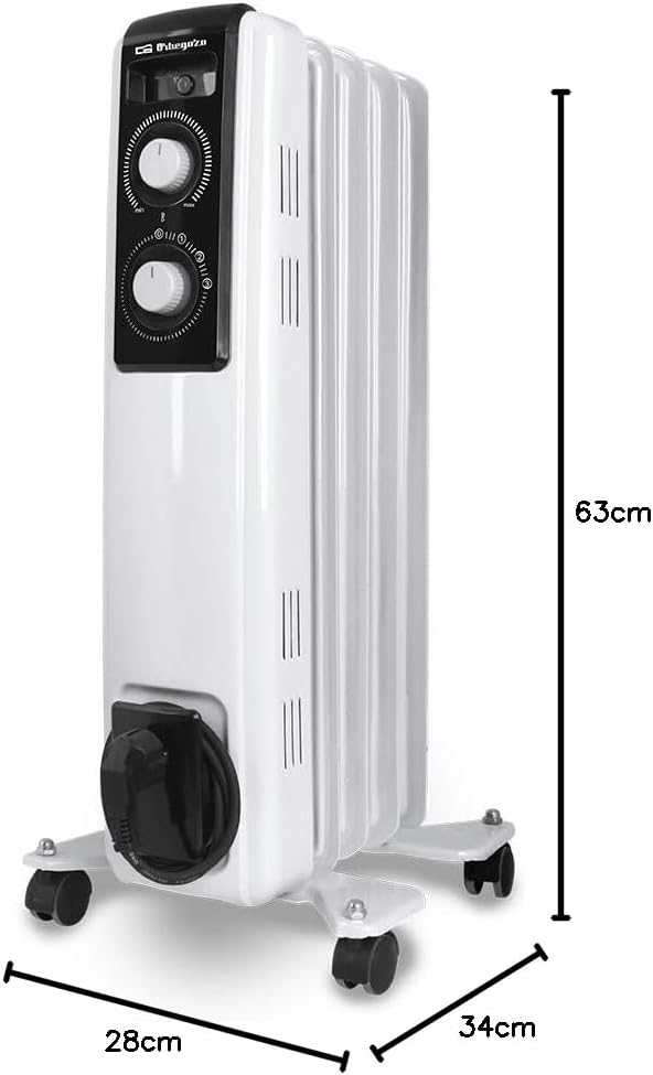 Radiador a Óleo Orbegozo RF 1000 A 1000W 5 Elementos 2 Níveis de Potência Termostato Regulável Branco - Imagem 6