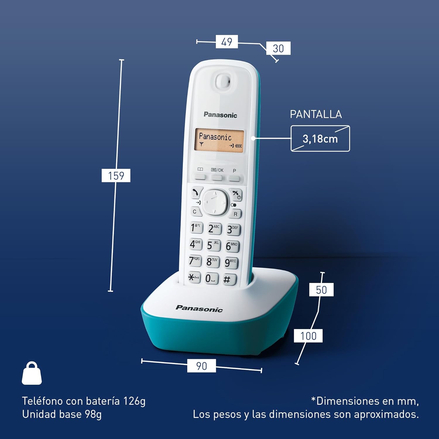 Telefone Sem Fios Panasonic KX-TG1611/ Branco/ Azul - Imagem 5
