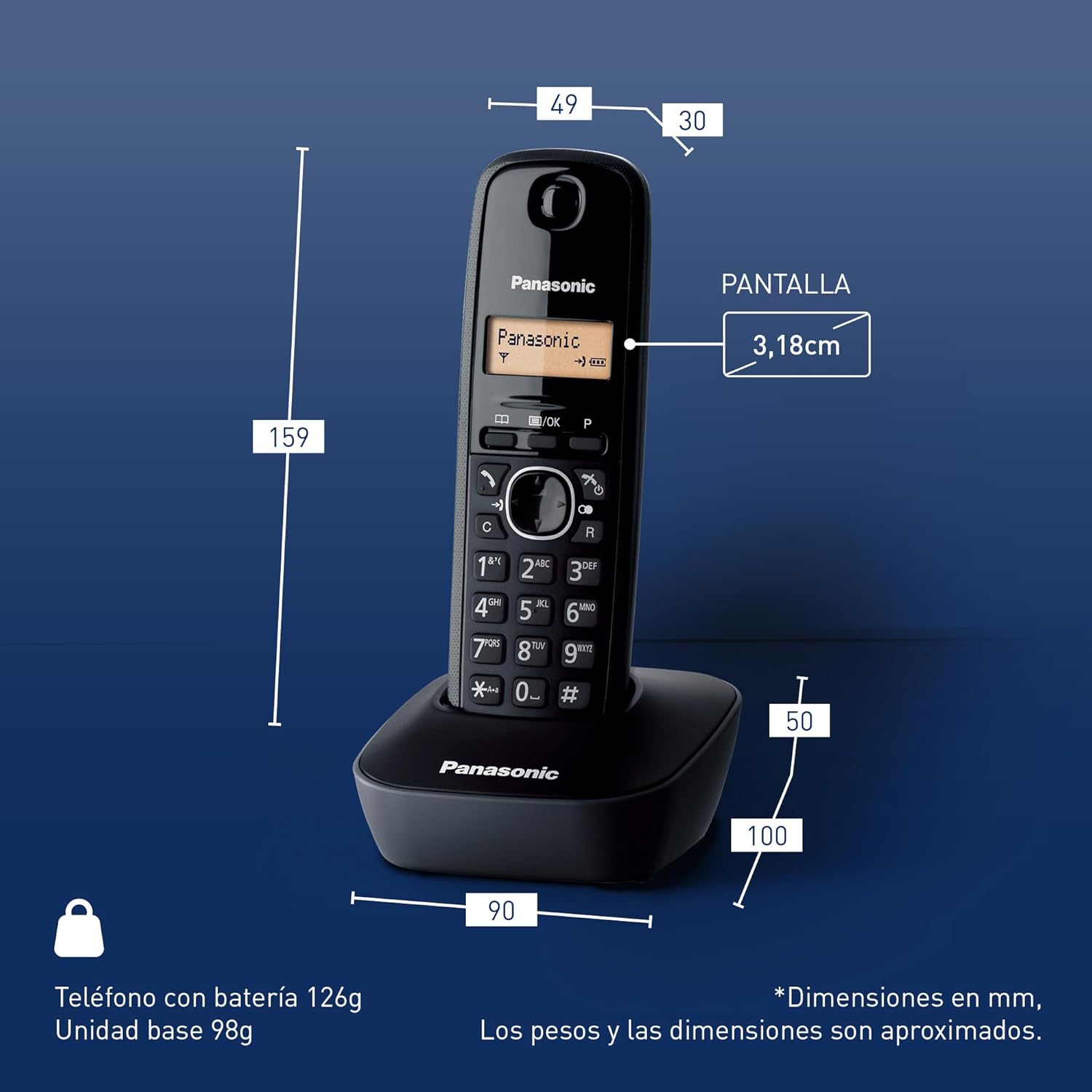 Telefone Sem Fios Panasonic KX-TG1611/ Preto - Imagem 6