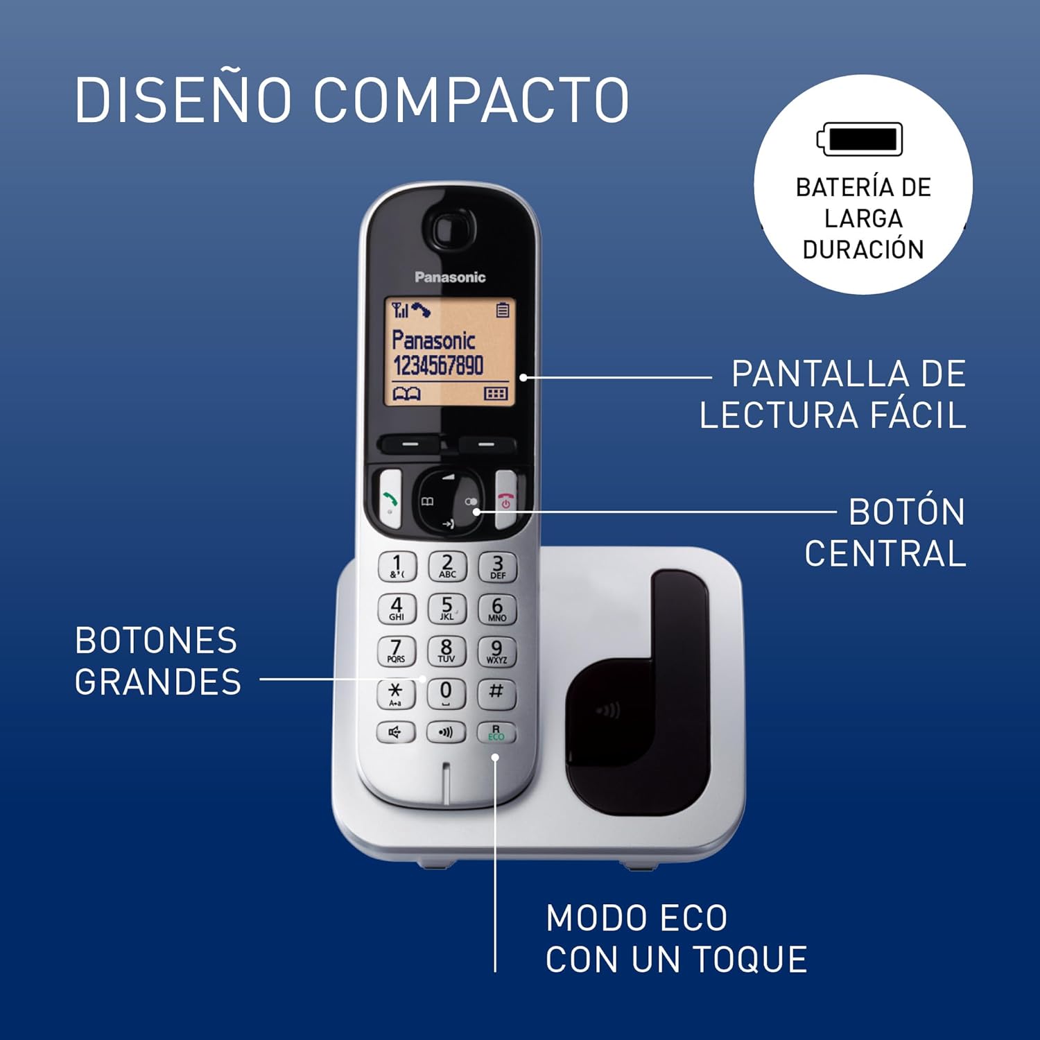 Telefone Sem Fios Panasonic KX-TGC210SP/ Prateado - Imagem 2